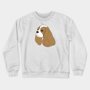 King Charles Cavalier - Spaniel - one line drawing with colour Crewneck Sweatshirt